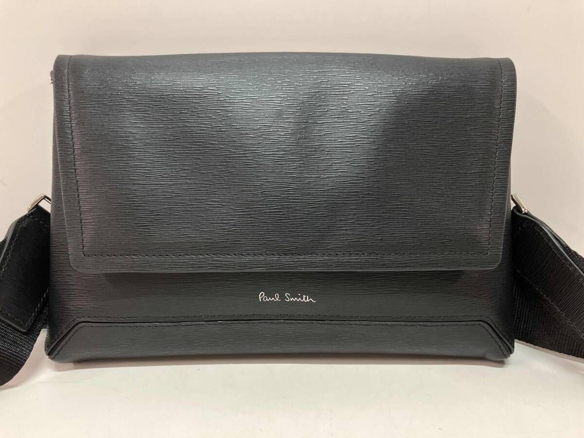 Paul Smith ポールスミス ショルダーバッグ クラシックエンボス クラッチバッグ 2way 牛革 ブラック レザー