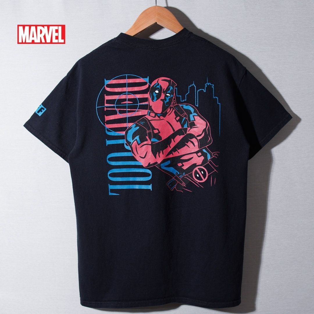 マーベル MARVEL Tシャツ M ブラック デッドプール Deadpool キャラT