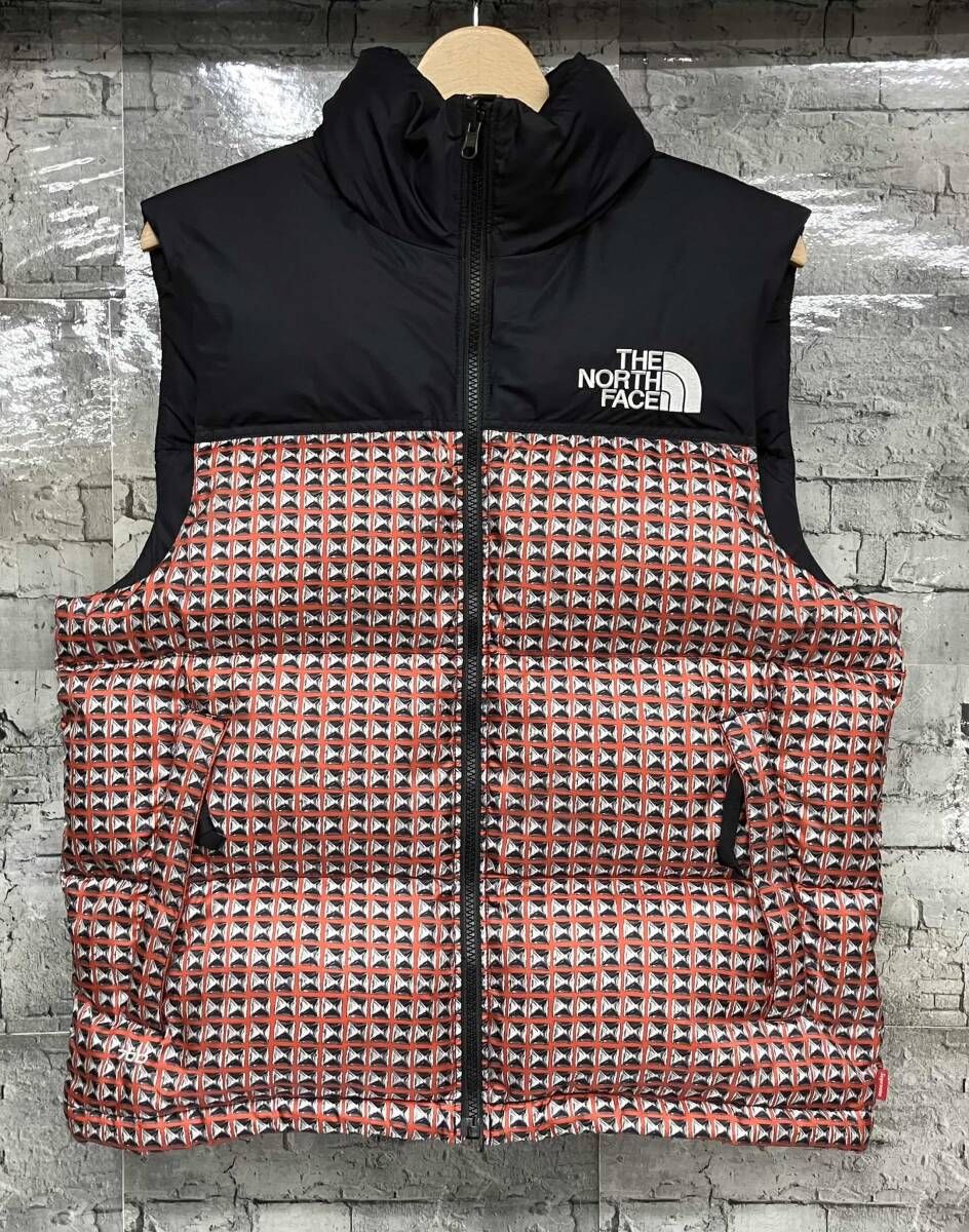 Supreme シュプリーム THE NORTH FACE ザノースフェイス studded nuptse vest スタッズヌプシベスト ダウンベスト サイズSP レッドブラック