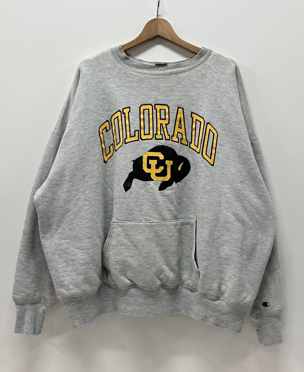 Champion チャンピオン スウェット 90s 青刺繍タグ COLORADO コロラド ダブルフェイス サイズXXL グレー USA製