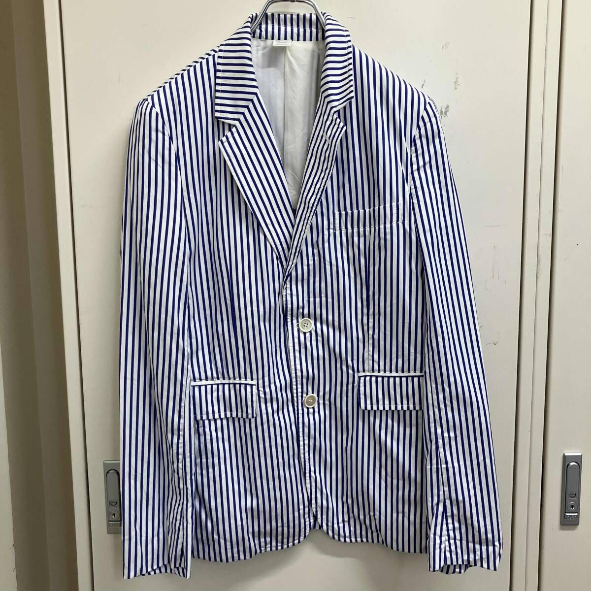 21SS COMME des GARCONS SHIRT テーラードジャケット ストライプ2Bジャケット S ホワイト ブルー ストライプ柄 コムデギャルソンシャツ