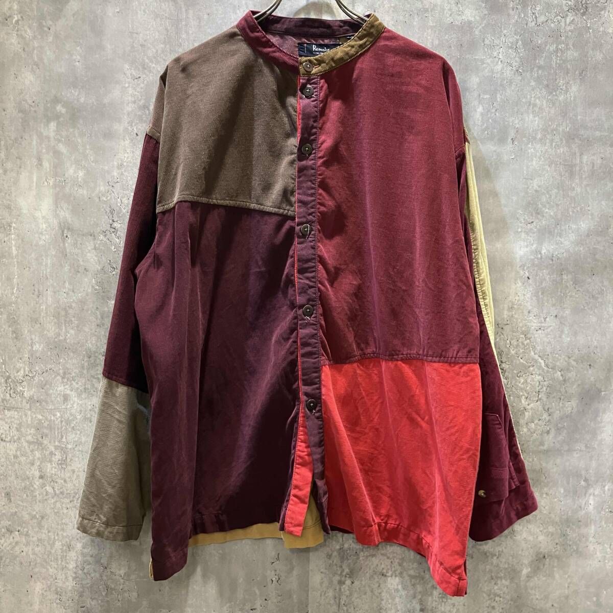REMAKE TIGRE BROCANTE 長袖シャツ size L マルチカラー コーデュロイパッチワーク リメイクティぐるブロカンテ