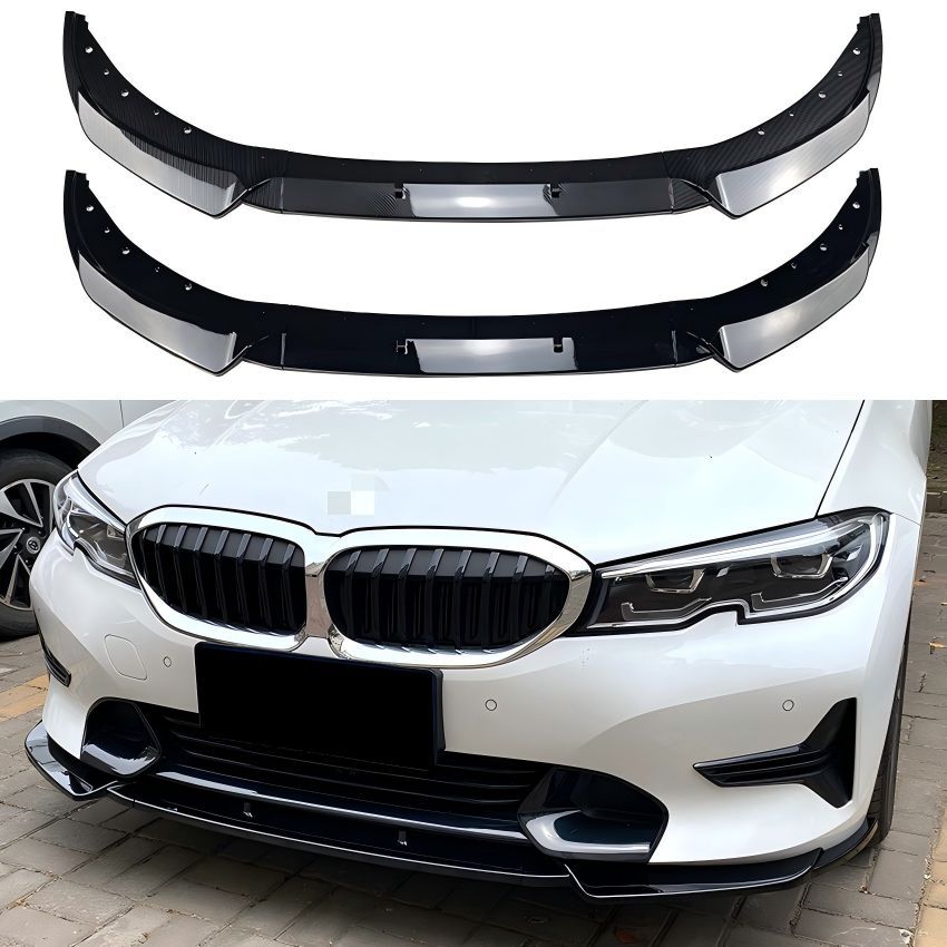ビーエムダブリュー BMW 3シリーズ G20 G21 前期 320i 325i 2019-2022対応 フロントリップスポイラー フロントバンパー下部装着 PP製 ピアノブラック カーボン調選択可 前まわりを引き締めるスポーティ外装パーツ ドレスアップ用