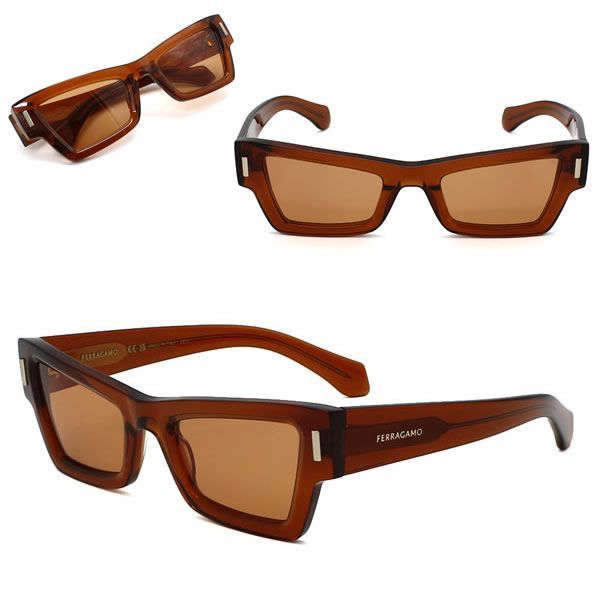 フェラガモ サングラス Ferragamo SF2006S-232 サングラス UVカット グローバルフィット ブラウン クリア ライトブラウン レディース
