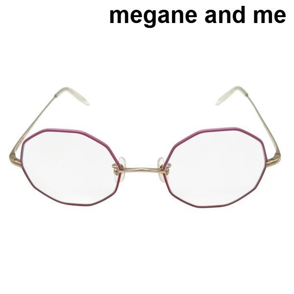メガネ アンド ミー megane and me 眼鏡 オクタゴン 度なし 透明レンズ ピンク ゴールド色 レディース 6V605