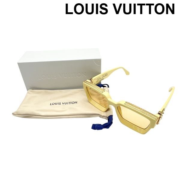 ● ルイヴィトン LOUIS VUITTON 希少 サングラス LV ロゴ 眼鏡 度なし 1.1 ミリオネア 黄色 メンズ 6V606