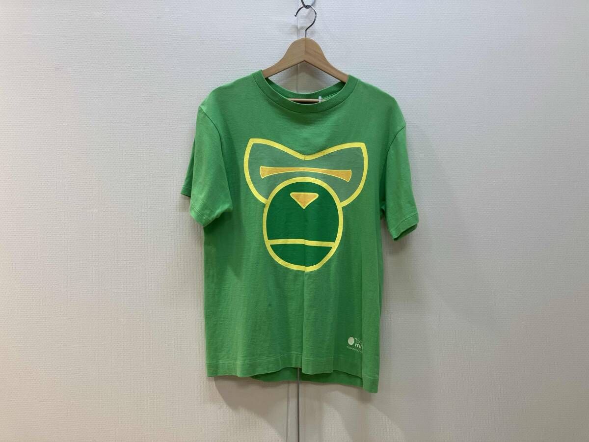 A BATHING APE アベイシングエイプ BABY MILO 半袖Tシャツ プリントTシャツ サイズM 緑 グリーン コットン メンズ 日本製 ひび割れ有り
