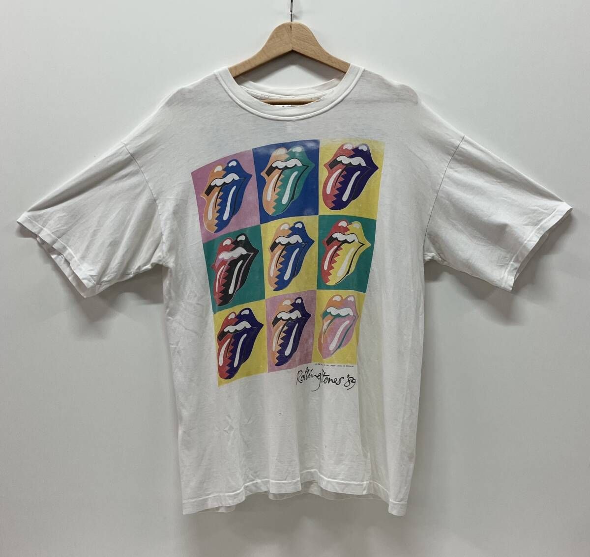 Rolling Stones ザ・ローリング・ストーンズ 半袖Tシャツ 80s NORTH AMERICAN TOUR 1989 LIPS & TAN サイズXL ホワイト