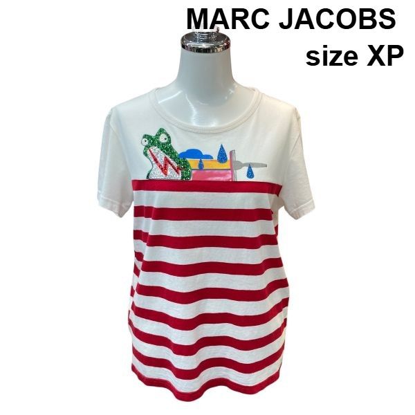 □ マークジェイコブス MARC JACOBS Tシャツ カットソー 半袖 ジュリーヴァーホーヴェンコラボ カエル 白 赤 綿 XS 7号 レディース Z6C789