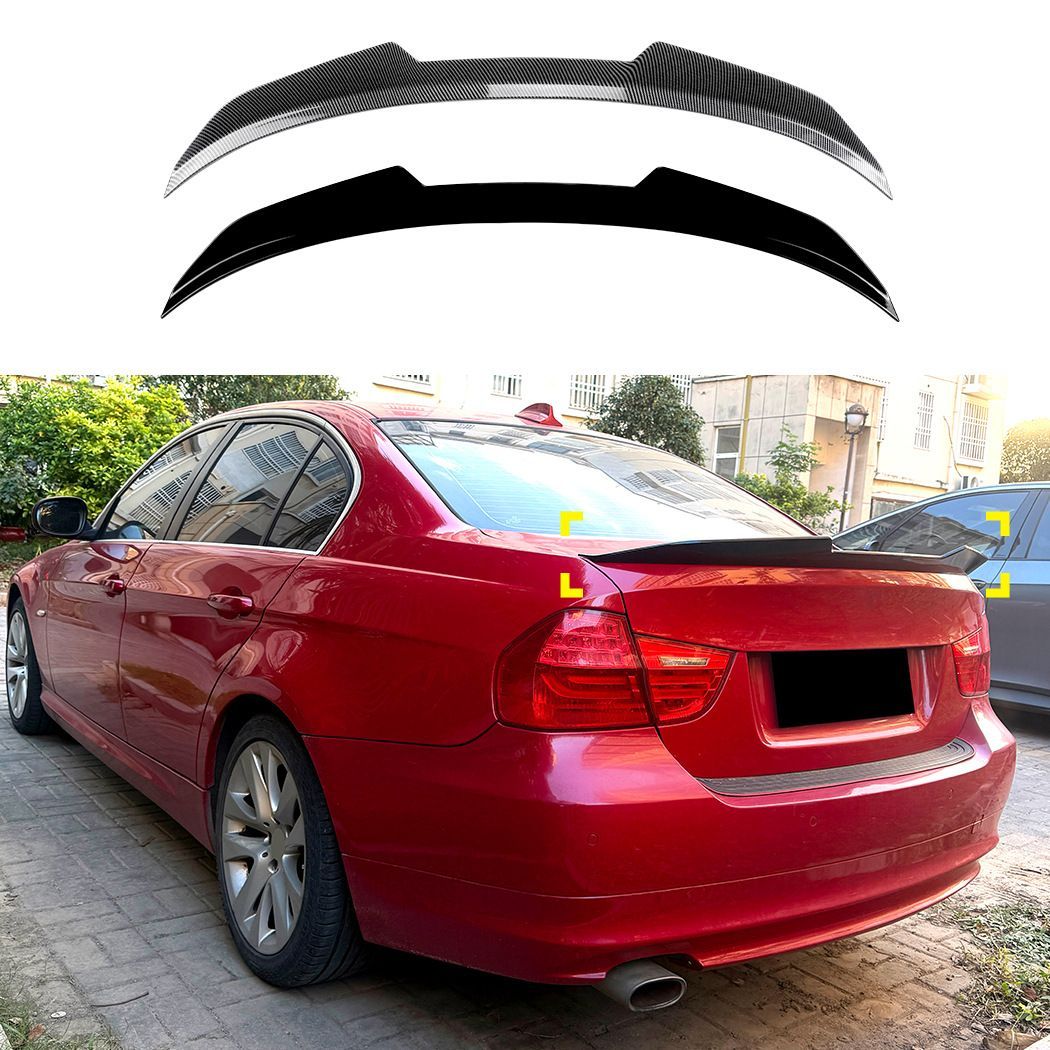 ビーエムダブリュー BMW 3シリーズ E90 2005-2012対応 リアスポイラー トランクスポイラー リアウイング ABS製 ピアノブラック カーボン調 外装パーツ 後ろ姿を引き締めるスポーティデザイン セダン用 リアまわりの印象アップにおすすめ