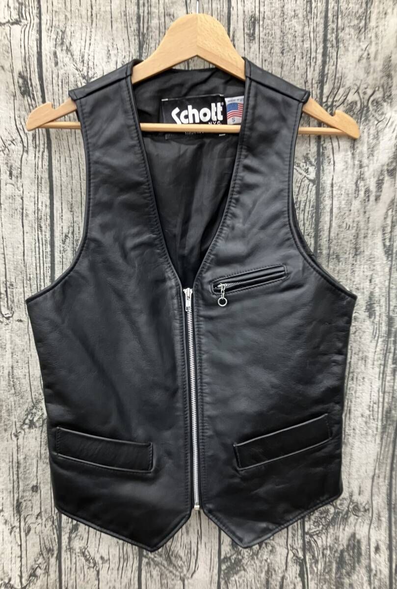 SCHOTT ショット レザーベスト ブラック Sサイズ USA製
