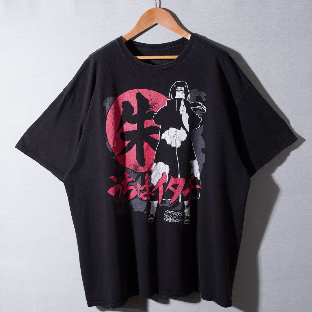 ナルト NARUTO Tシャツ XL相当 表記 XXL ブラック うちはイタチ Y2K 