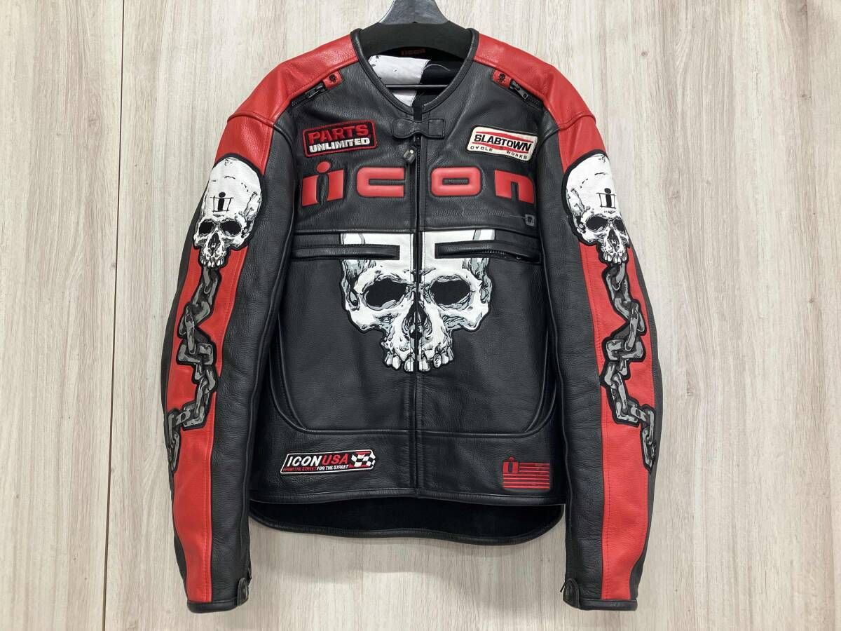 ICOM アイコン その他レザージャケット Motorhead Skull Leather Jacket Lサイズ ブラック 汚れ有り