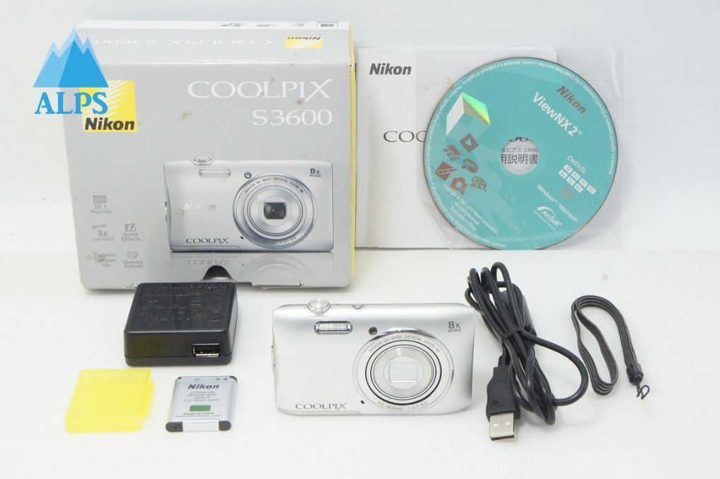 良品 Nikon ニコン COOLPIX S3600 コンパクトデジタルカメラ クリスタルシルバー 元箱付 260521s