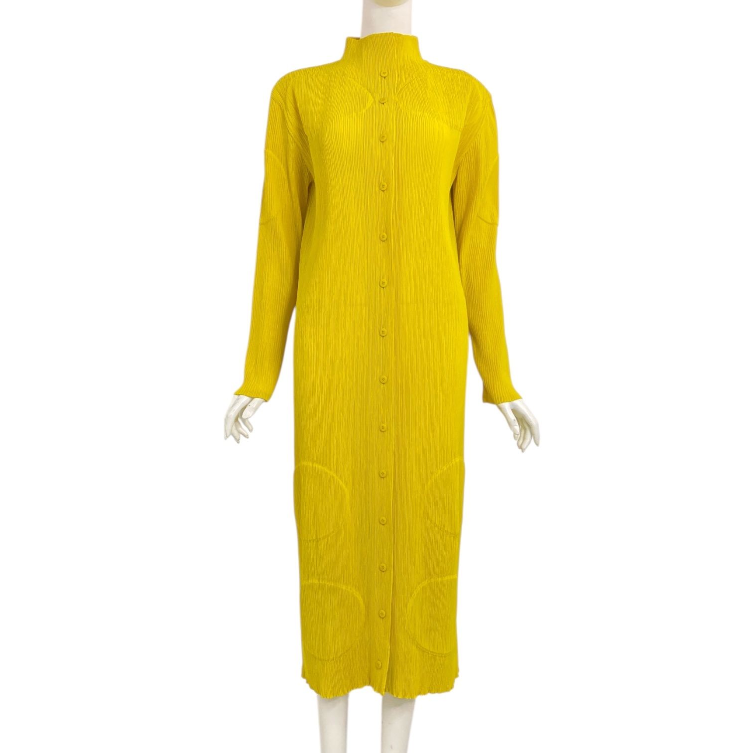 新品同様 ISSEY MIYAKE イッセイミヤケ PLEATS PLEASE プリーツプリーズ ワンピース ロング イエロー サイズ2