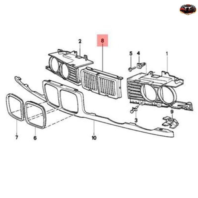 フロントセンターグリル BMW E34 5シリーズ 1988-1993 グリルインサート ラジエーターグリル ラジエーターグリル グリル
