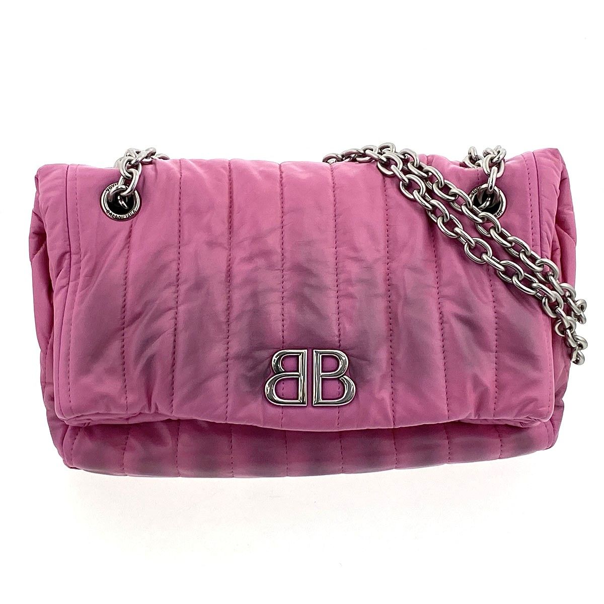BALENCIAGA バレンシアガ MONACO S チェーン ショルダーバッグ 765966 レディース レザー ピンク 中古