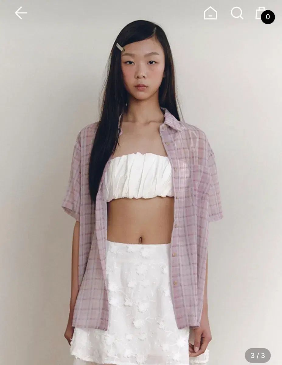GANNI sheer fresh check blouse