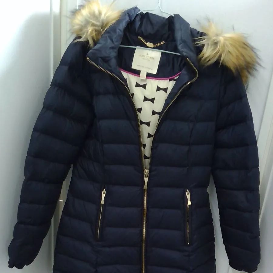 【美品】kate spade new york リボン柄ライニング ダウンコート(志)A-456