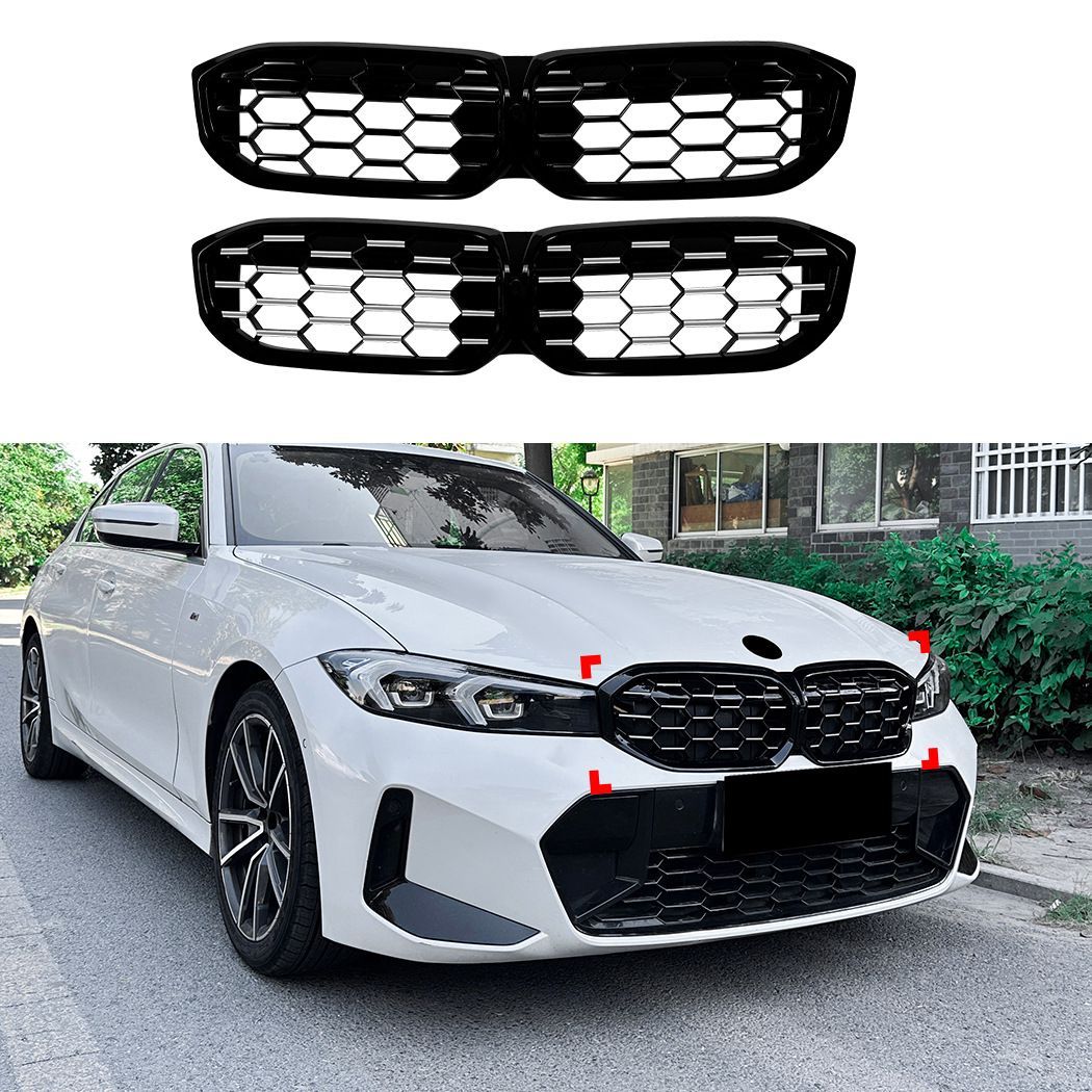 BMW 3シリーズ 3 Series G20 G21 G28 LCI 2023年以降対応 フロントグリル ABS製 スタードットデザイン 流星ライン ブラック ブラック×シルバー フロントフェイスを引き締めるスポーティ外装パーツ 上品な存在感 ドレスアップ用