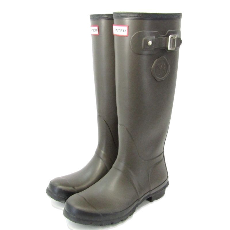 美品 Y's × HUNTER ハンター レインブーツ コラボ ワイズ ウィメンズ レディース ロングブーツ 長靴 DARK GRAY ダークグレー 35005643