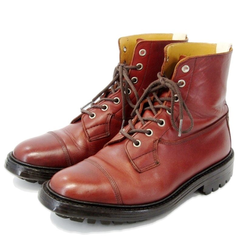 Tricker's トリッカーズ UK7 キャップトゥブーツ M7476 カーフ レースアップ コマンドソール ストレートチップ バーガンディ 35005644