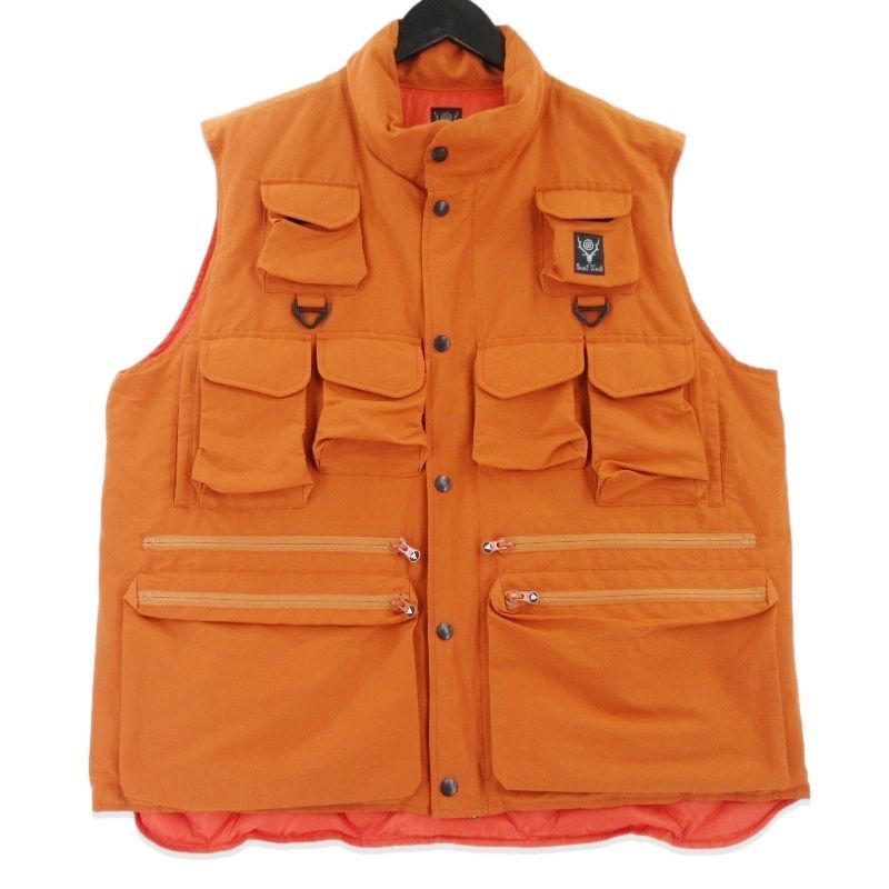 South2 West8 サウスツーウエストエイト ダウンベスト NS709 MULTI POCKET ZIPPED DOWN VEST 日本製 オレンジ L 99001062