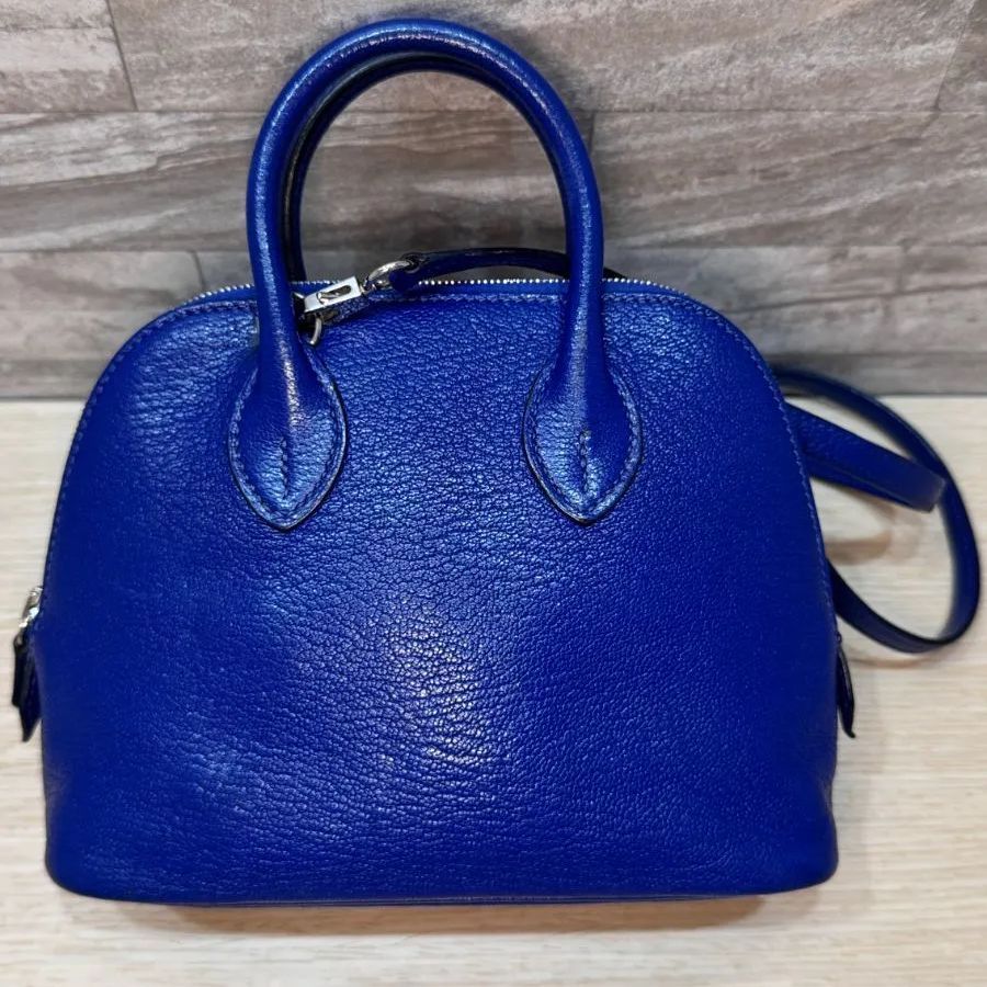 エルメス　HERMES　ボリード1923 MINI　ミニ ハンドバッグ　斜め掛け ショルダーバッグ　ポーチ　ポシェット　ブルーアンクル ブルーインク　シルバー金具　シェーブル　【中古】