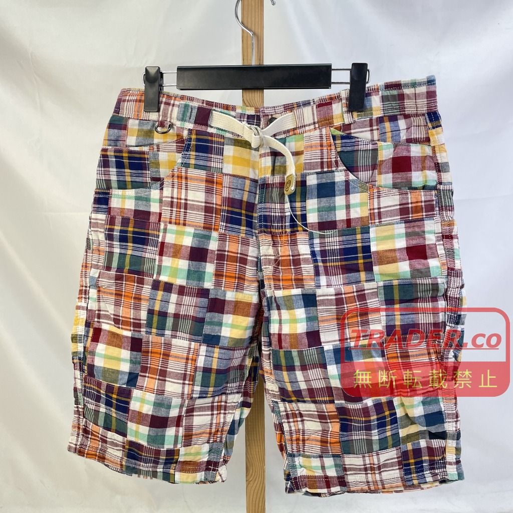 01w-6907 COLIMBO コリンボ HOUSE OF RICHELD カラフルチェックショートパンツ パッチワークデザイン ジップフライ HUNTING GOODS サイズL メンズ ボトムス コットン 【中古品】