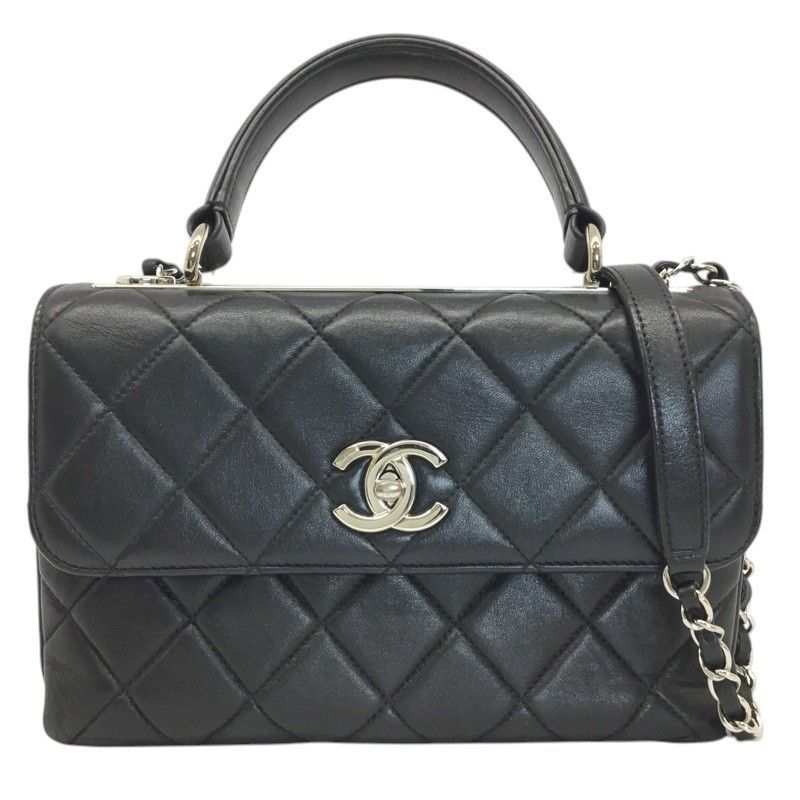 CHANEL【シャネル】トップハンドルバッグ 2WAYバッグ A92236 レザー ブラック シルバー金具 レディース【中古品/USED-B】質屋 かんてい局那覇店 n3100880927300022
