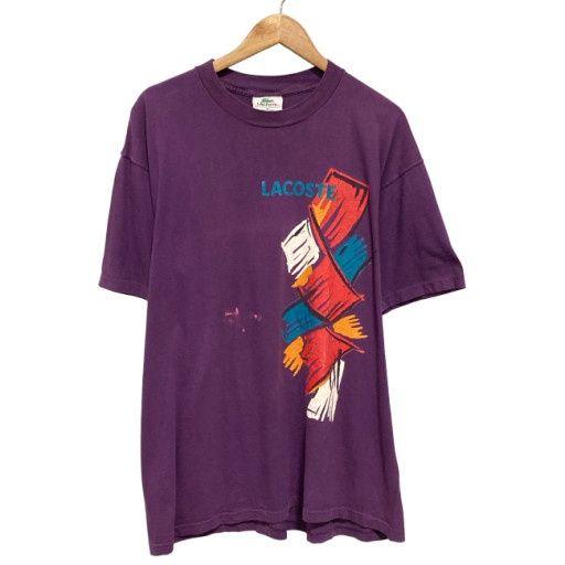 【中古】　LACOSTE　Tシャツ　90s vintage　90年代　OLD　半袖　トップス　クルーネック　ロゴT　ブランドロゴ　オーバーサイズ　USA製　古着　/7309