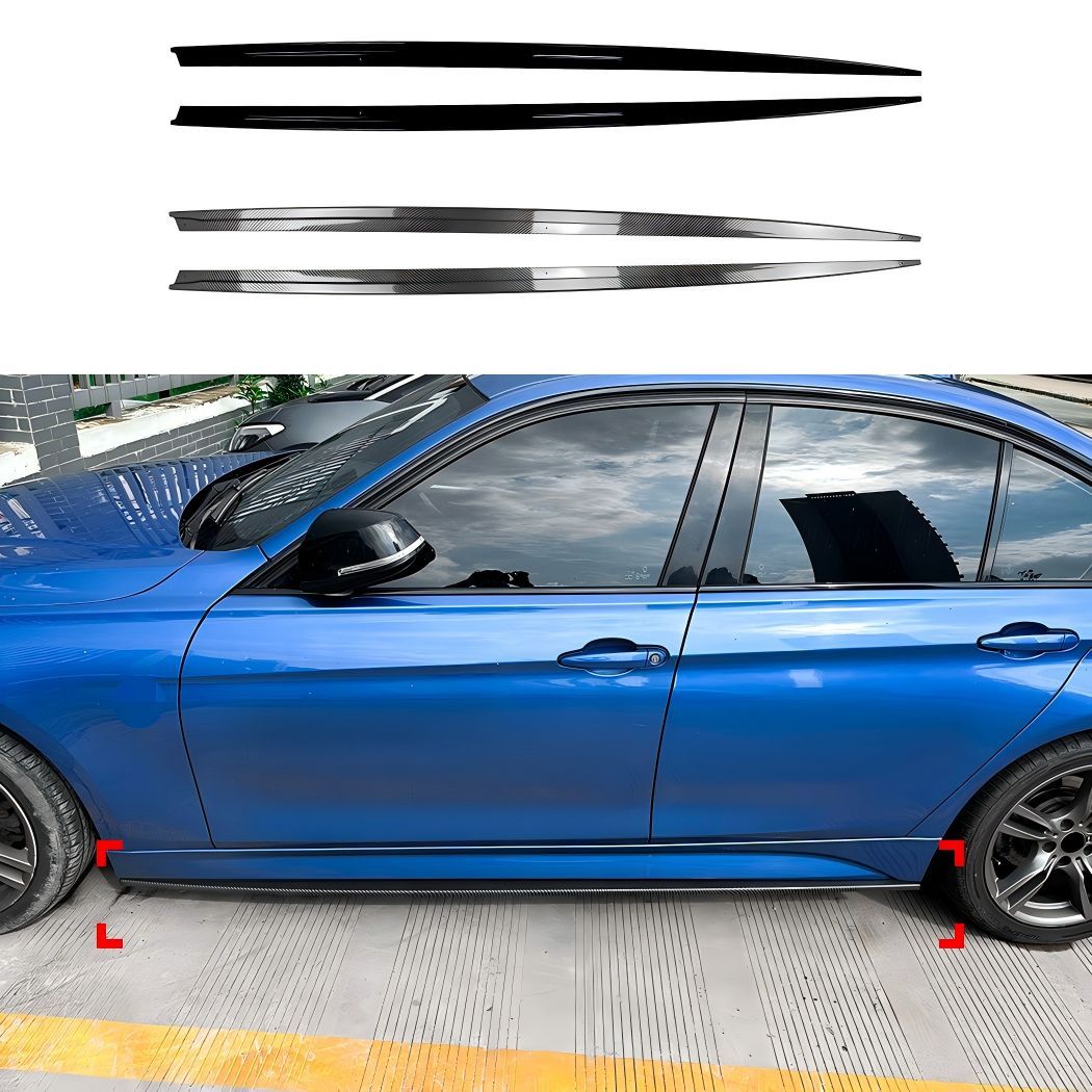 BMW 3シリーズ 3 Series F30 M Sport 2013-2019 標準ホイールベース車対応 サイドスカート サイドスポイラー 小型エアロパーツ ABS製 ピアノブラック カーボン調 サイドラインを引き締めるスポーティ外装パーツ ドレスアップ用