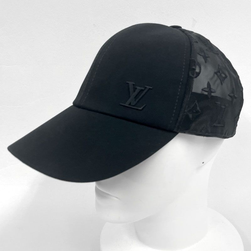 【中古】LOUIS VUITTON ルイヴィトン ベースボール モノグラム メッシュ キャップ M77114 ブラック メンズ レディース ユニセックス 帽子 イタリア製
