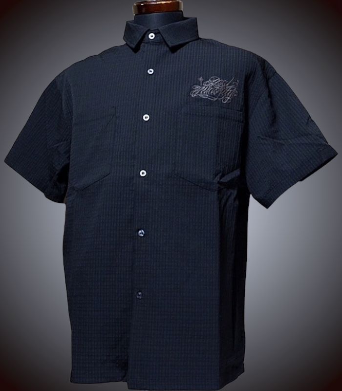 RealMinority シアサッカー半袖シャツ (script) short sleve shirts カラー：ブラック 12,980円(内税)