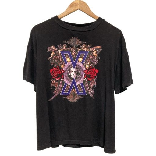 【中古】　Tシャツ　90s vintage　90年代　OLD　半袖　トップス　クルーネック　X JAPAN　スタッフT　プリント　オーバーサイズ　古着　/7309