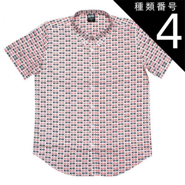 種類4：X-Large AC/DC / Logo Pattern Button Down Short Sleeve Shirt 2 (White) - エーシー・ディーシー ボタンダウン シャツ