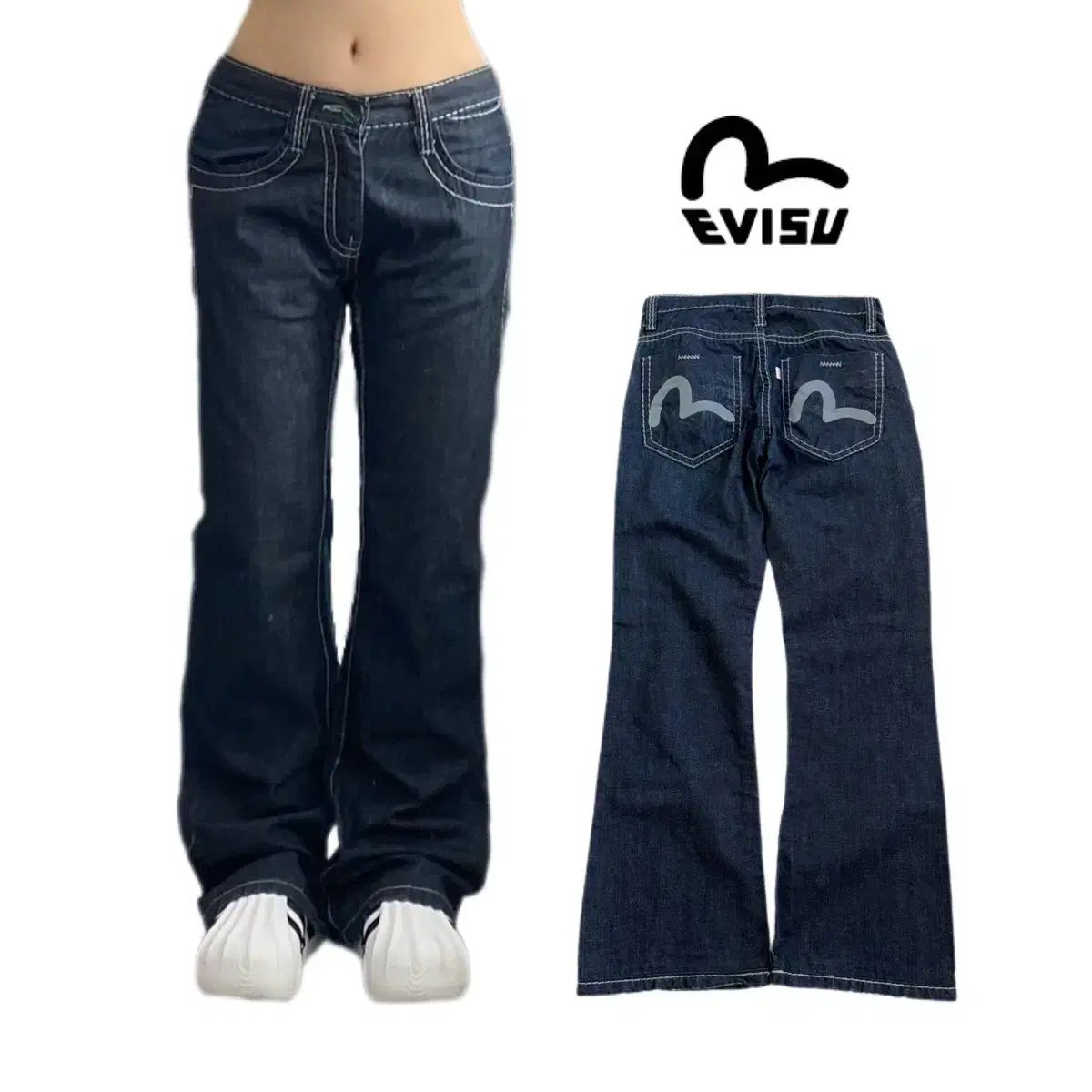 EVISU エヴィス バックロゴ スティッチ ブーツカット デニムパンツ 7,837円