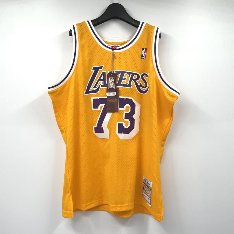 中古】NBA レイカーズ 73 ユニフォーム サイズXL イエロー/パープル[17