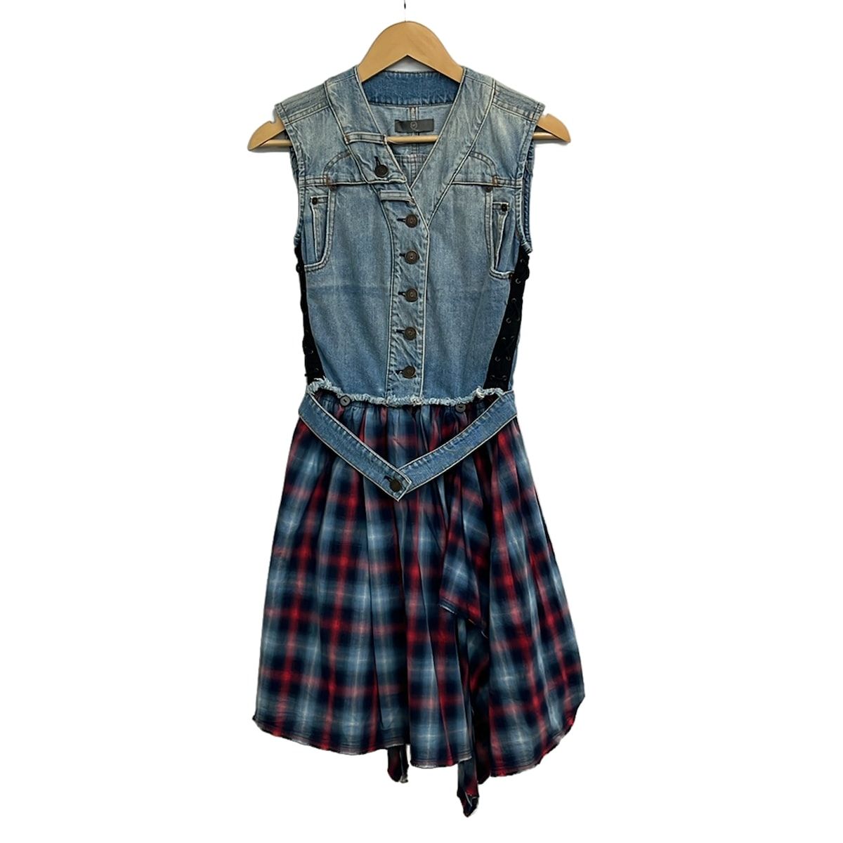 McQ(ALEXANDER McQUEEN)(マックキュー(アレキサンダーマックイーン)) ワンピース サイズ40 M レディース美品 - ブルー×レッド