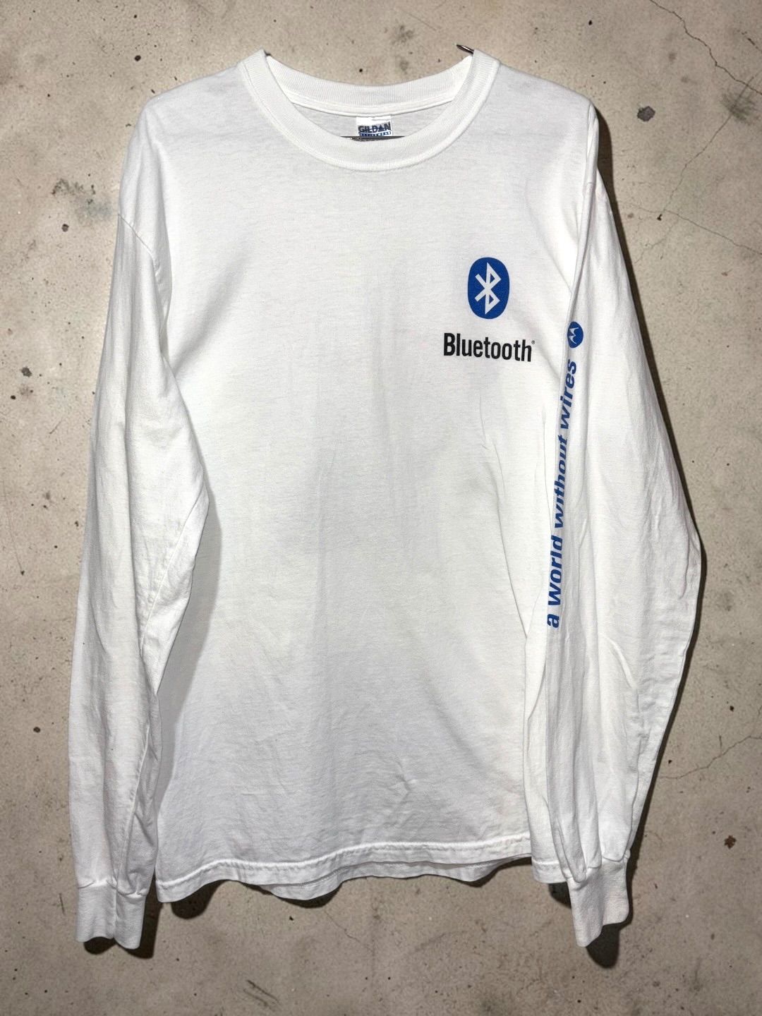 SPECIAL 00s MOTOROLA Bluetooth MOTOFREEDOM L/S TEE L モトローラ ブルートゥース ロンTシャツ 袖プリ 白 企業系 Y2K 古着 Apple