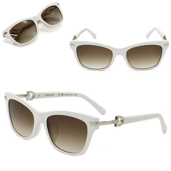 フェラガモ サングラス Ferragamo SF2019SLB-103 サングラス UVカット アジアンフィット ホワイト グレーグラデーション レディース