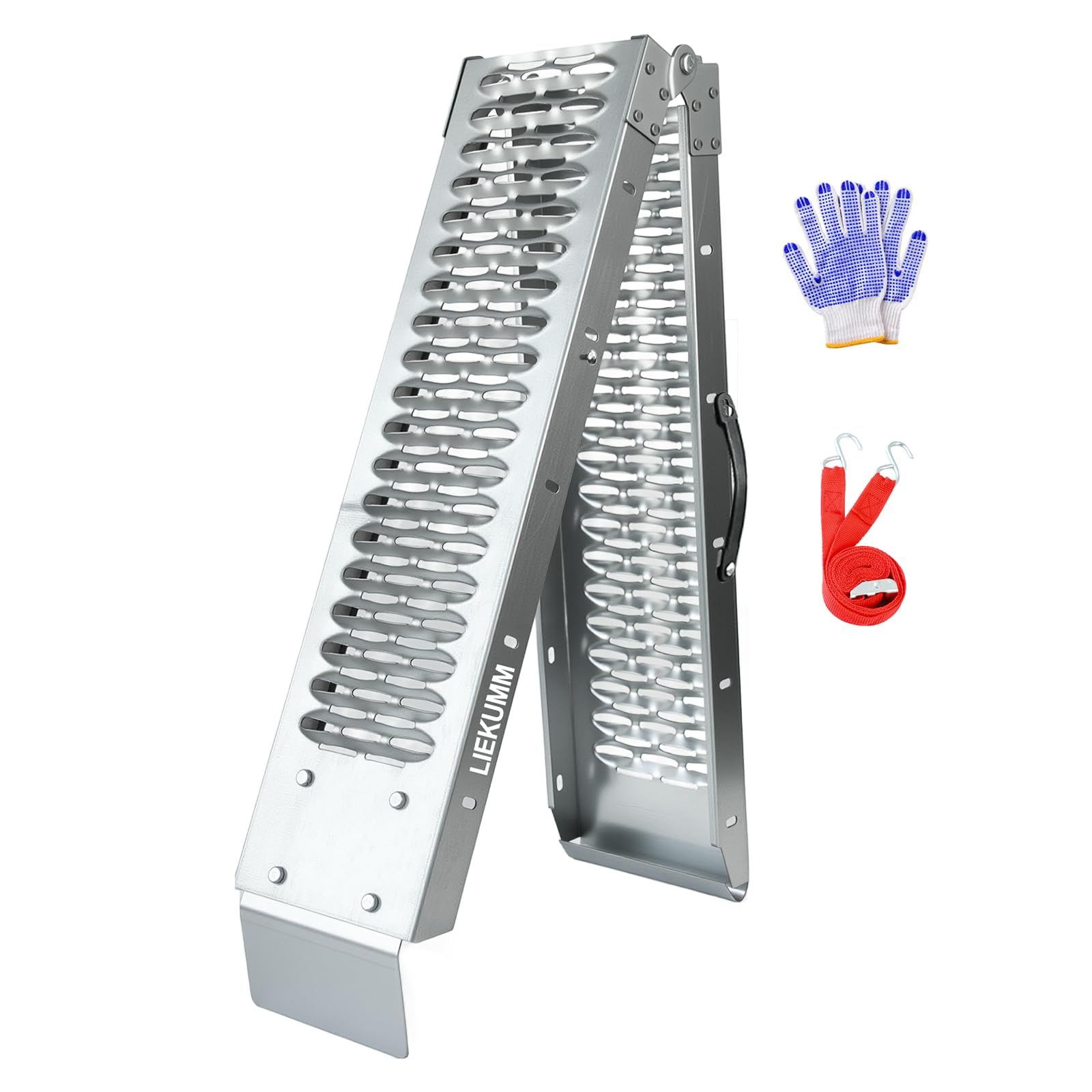 LIEKUMM ラダーレール 長さ170*幅22cm 耐荷重227kg スチール製 バイク ラダーレール 折りたたみ 滑り止め バイク スロープ除雪機 車載 軽トラ 1本kk