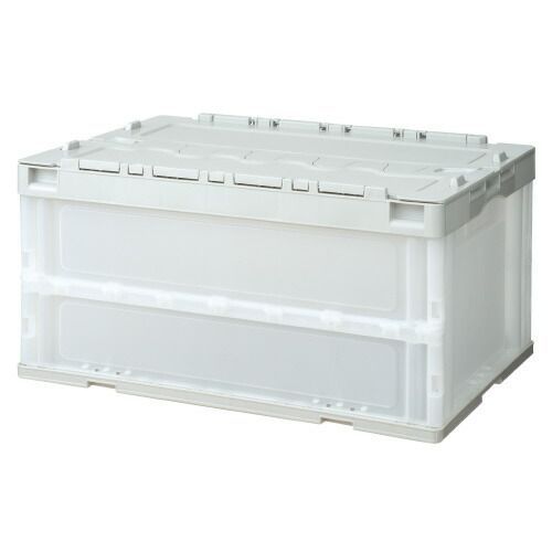 パ）折りたたみコンテナ　フタ一体型　７５Ｌ　グレー　１０個4175-7628【カウネット】