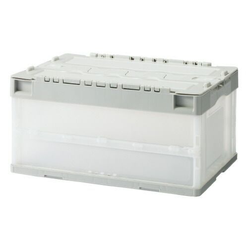 パ）折りたたみコンテナフタ一体型　４０Ｌ　グレー　１５個4210-6289【カウネット】