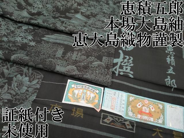 平和屋本店●極上 白泥染の第一人者・絣の魔術師 恵積五郎 本場大島紬 恵大島織物謹製 9マルキ 泥染 京百選 証紙付 逸品 未使用 CYAA5053s6