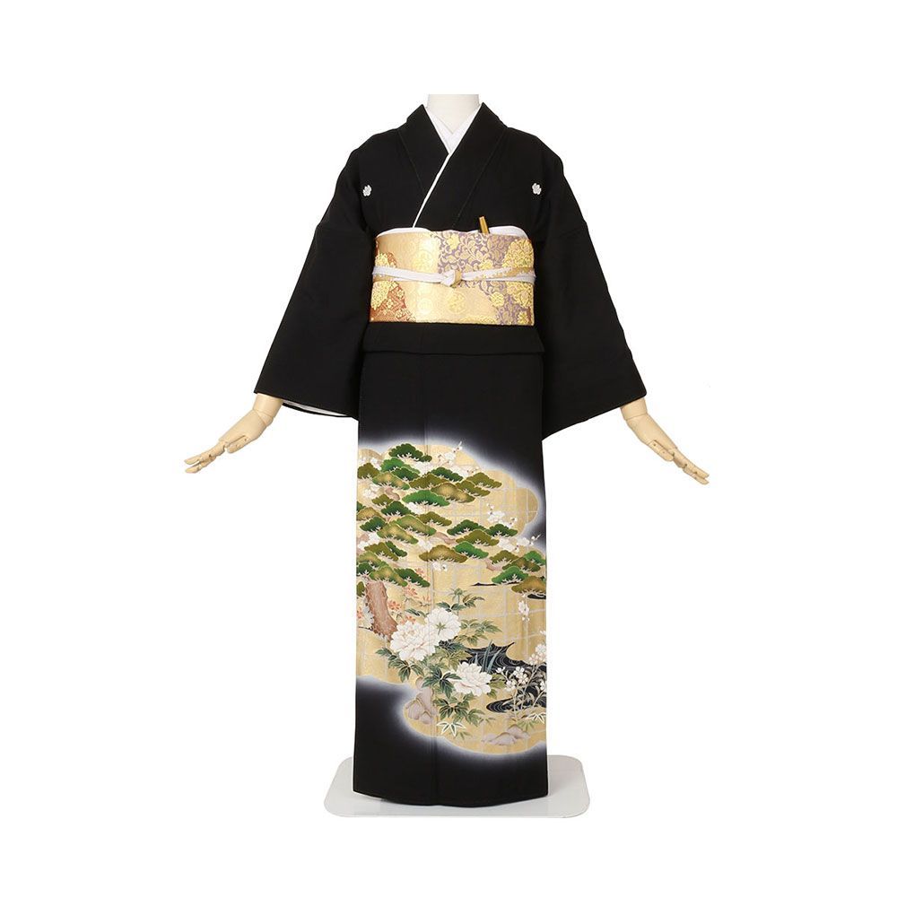 礼装用　黒留袖　蒔絵松竹梅　着物単品　【結婚式、披露宴などの祝い事に】旧レンタル商品