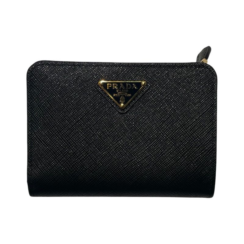 プラダ PRADA サフィアーノ トライアングル ウォレット 1ML018-QHH-F0002 ブラック サフィアーノレザー レディース 二つ折り財布