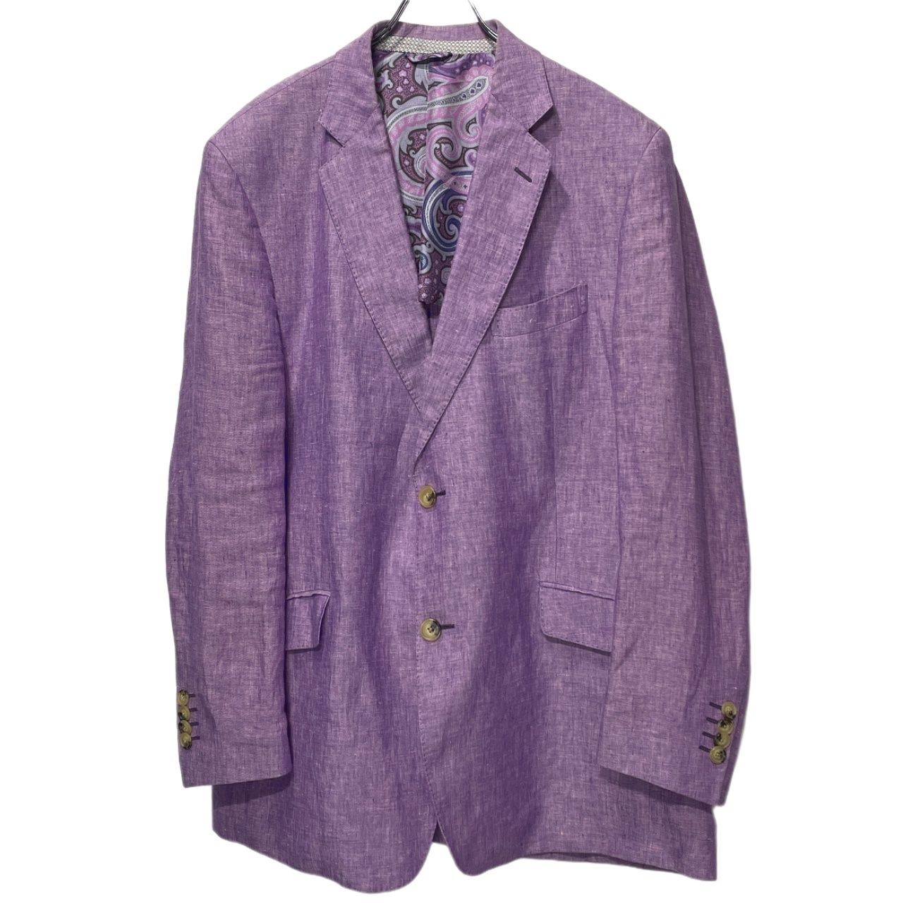 ETRO エトロ リネンテーラードジャケット ペイズリー イタリア製 裏地シルク メンズ 58 (4L) ムラサキ パープル パーティー