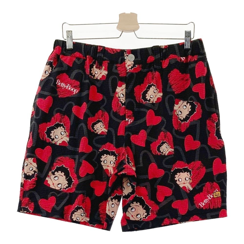 サイズ：L LOUD MOUTH ラウドマウス シアサッカーハーフパンツ Betty Boop ブラック系 [240101710552] ゴルフウェア メンズ ストスト