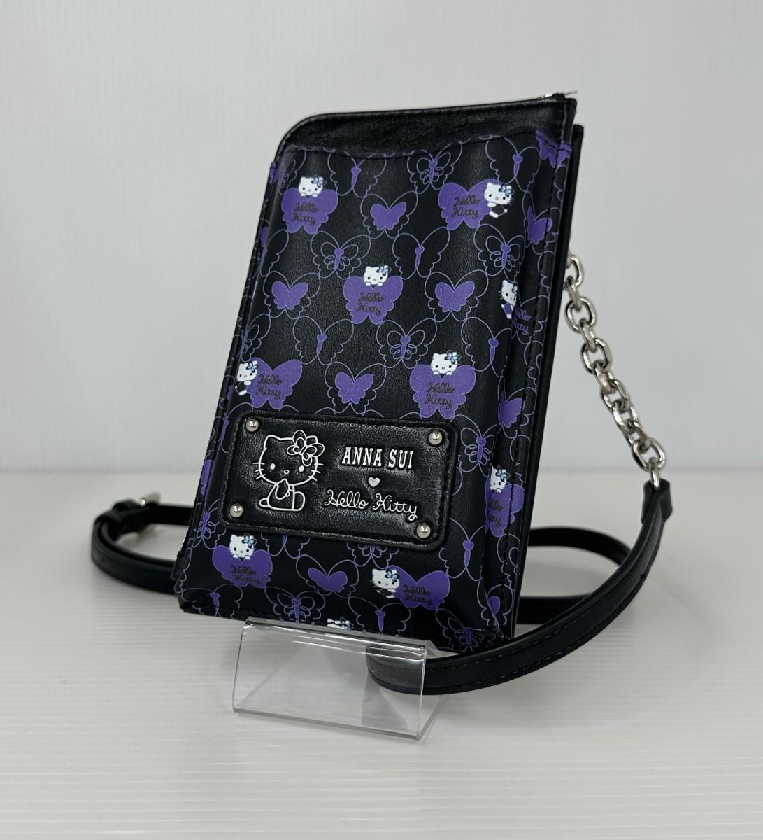 【美品】ANNA SUI アナスイ スマホショルダ―バッグ ハローキティ コラボ (2606095)